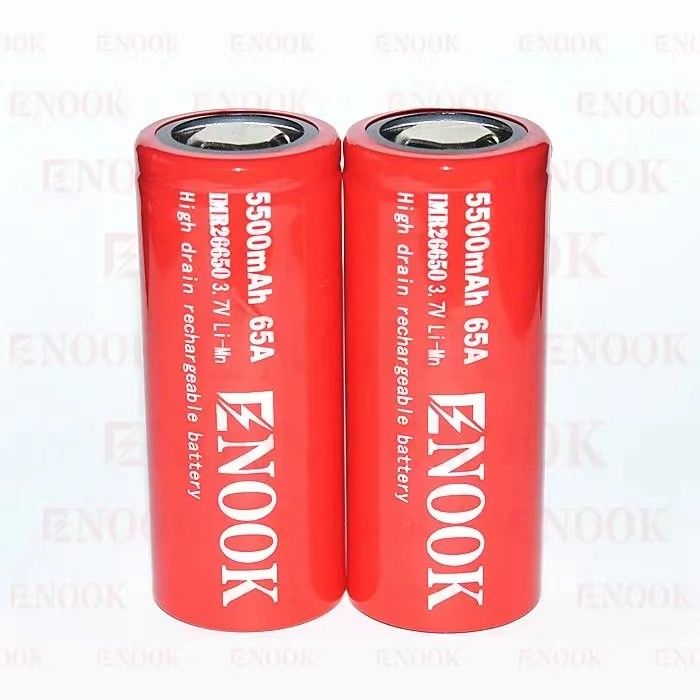 সর্বাধিক বিক্রিত Enook 26650 সেল লিথিয়ন 5500mAh 65A উচ্চ ড্রেন 3.7V রিচার্জেবল ব্যাটারি ফ্ল্যাট শীর্ষ ব্যাটারি
