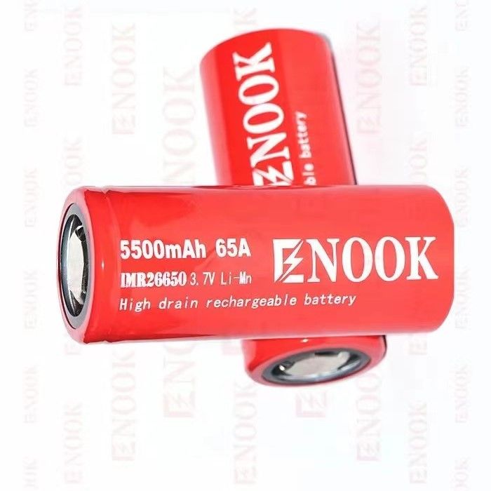 সর্বাধিক বিক্রিত Enook 26650 সেল লিথিয়ন 5500mAh 65A উচ্চ ড্রেন 3.7V রিচার্জেবল ব্যাটারি ফ্ল্যাট শীর্ষ ব্যাটারি