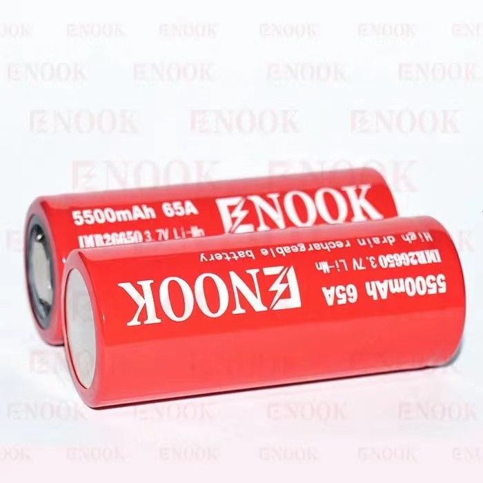 সর্বাধিক বিক্রিত Enook 26650 সেল লিথিয়ন 5500mAh 65A উচ্চ ড্রেন 3.7V রিচার্জেবল ব্যাটারি ফ্ল্যাট শীর্ষ ব্যাটারি