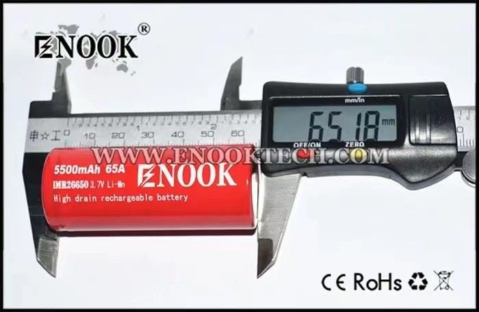 সর্বাধিক বিক্রিত Enook 26650 সেল লিথিয়ন 5500mAh 65A উচ্চ ড্রেন 3.7V রিচার্জেবল ব্যাটারি ফ্ল্যাট শীর্ষ ব্যাটারি