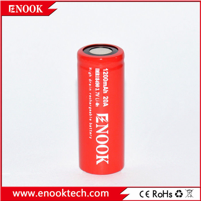 18490 1200mAh 20A 3.7V ইলেকট্রিক বাইক রিচার্জেবল ব্যাটারি সেল ফ্ল্যাট টপ টাইপ