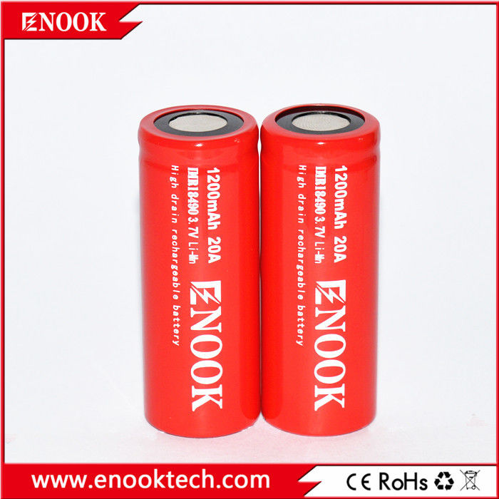 18490 1200mAh 20A 3.7V ইলেকট্রিক বাইক রিচার্জেবল ব্যাটারি সেল ফ্ল্যাট টপ টাইপ