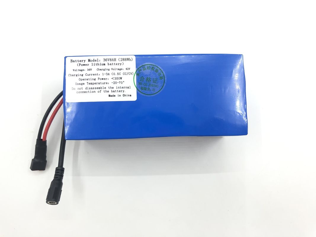 কাস্টমাইজড 36V 8Ah লিথিয়াম আয়ন ব্যাটারি প্যাক বৈদ্যুতিক সাইকেল জন্য নীল টাইপ