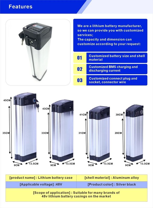 ইনুক ফ্যাক্টরি স্লিভার ফিশ 36v 10ah 250w ইলেকট্রিক বাইক ব্যাটারি / লিথিয়াম লোন ব্যাটারি প্যাক / ইবাইক ব্যাটারি