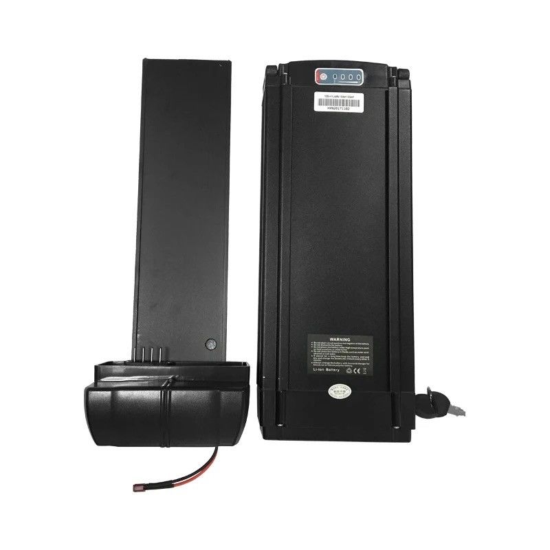 ইলেকট্রিক বাইক লিথিয়াম আয়ন ব্যাটারি প্যাক 48V 36V রিয়ার র্যাক অ্যালুমিনিয়াম খাদ শেল সিলভার