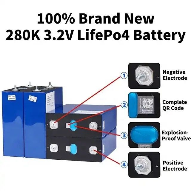3.2V 100Ah 105Ah 200Ah 320Ah 280Ah লাইফপো4 ব্যাটারি লিথিয়াম আয়ন সেল ফোর PV / হোম এনার্জি স্টোরেজ সিস্টেমের জন্য