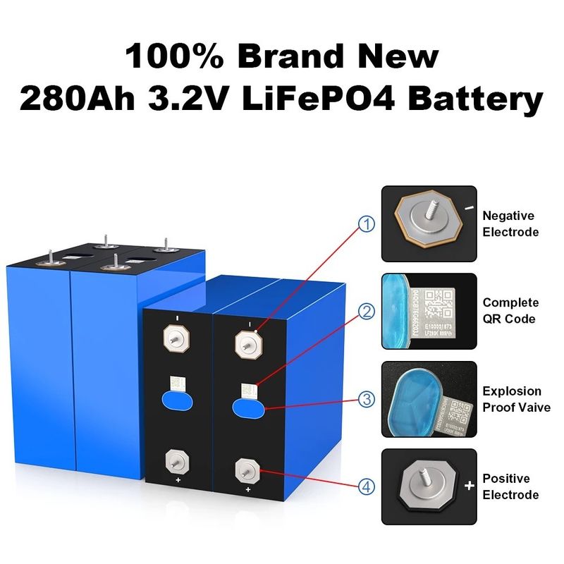 ব্যাটারি টাইপ 3.2V 280Ah Lifepo4 ব্যাটারি শক্তি সঞ্চয়স্থান DIY 48V 36V 24V ব্যাটারি প্যাক